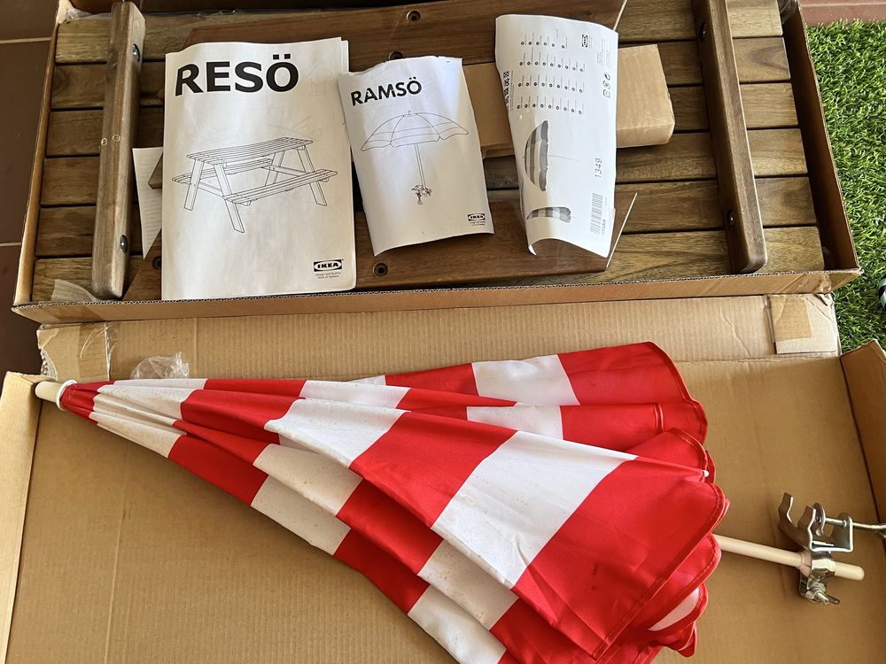 Mesa picnic crianca Reso com chapeu sol Ramso