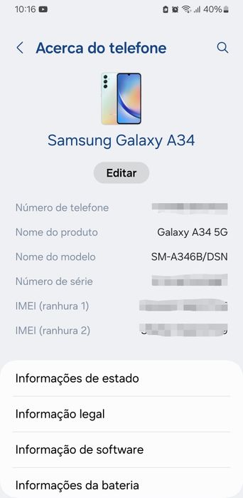 Telemóvel/Smartphone Samsung Galaxy A34 - Usado