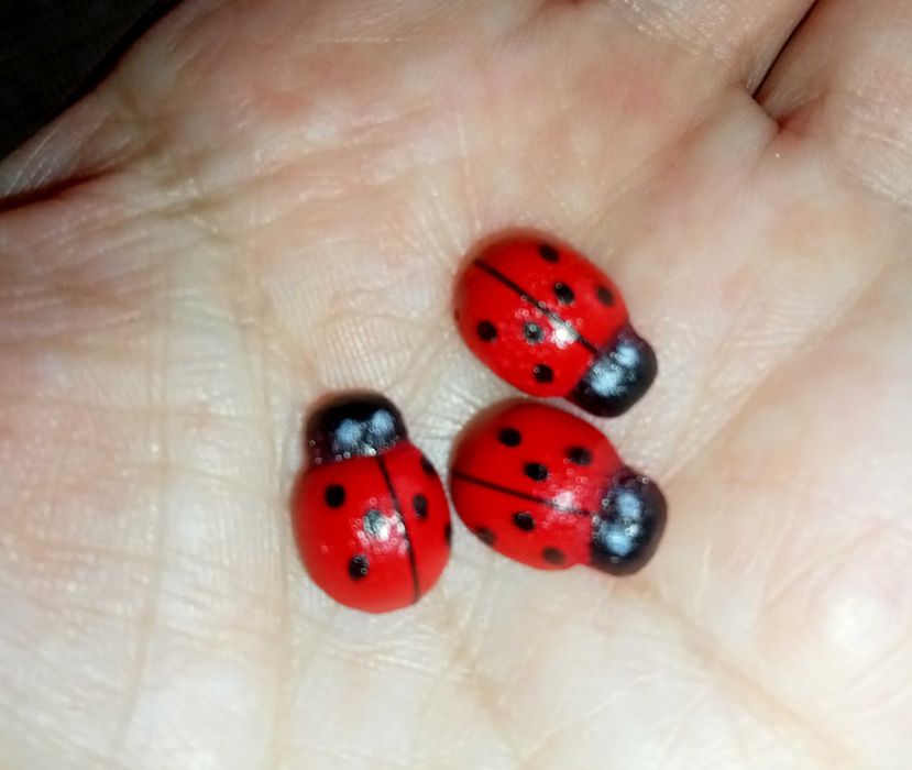 Mini joaninhas em madeira auto-adesivas