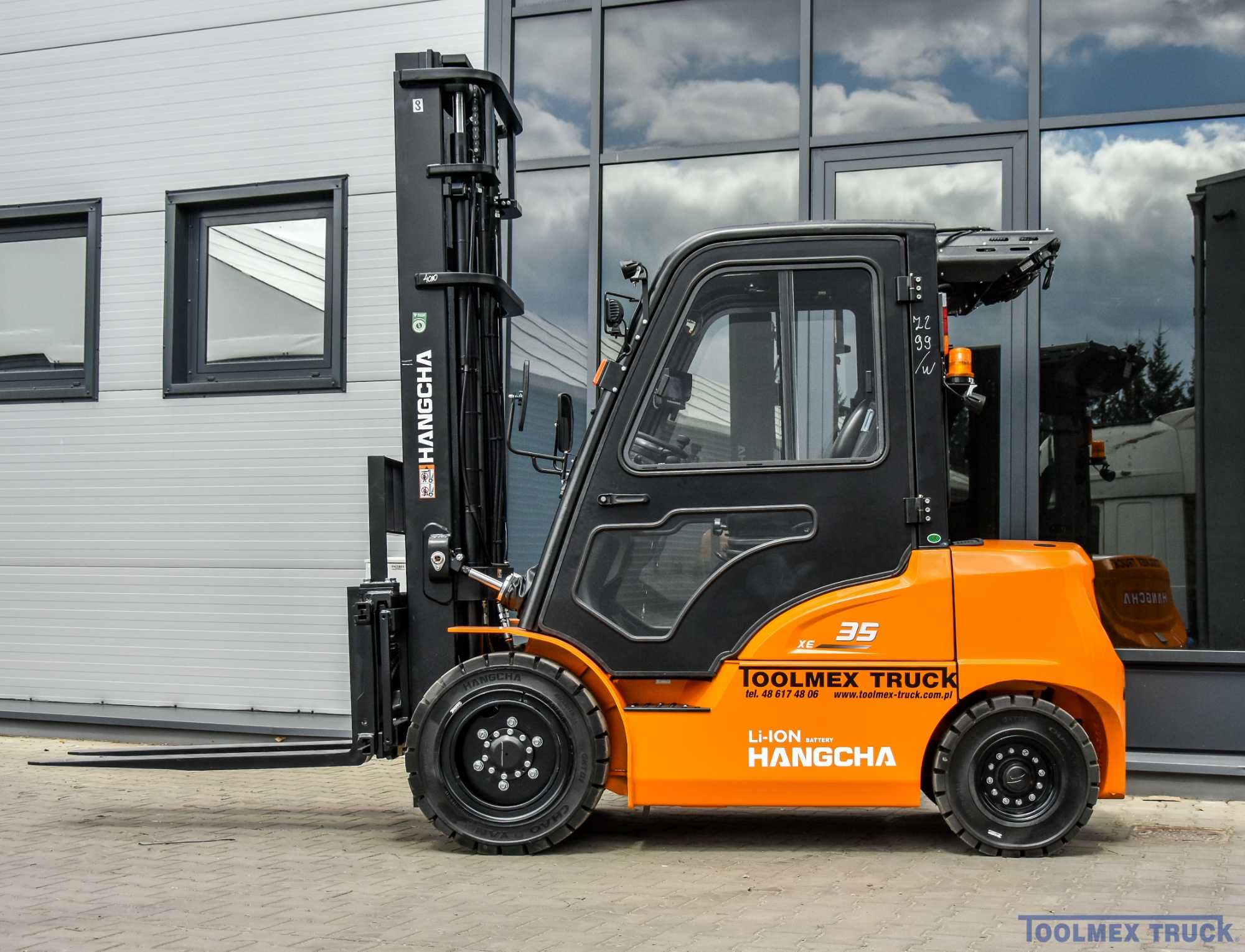 Nowy wózek widłowy elektryczny LI-ION - kabina - 3500 kg - HANGCHA