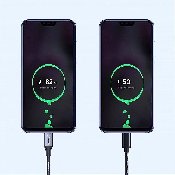 Kabel Ugreen US288, 60124 USB-A / USB-C QC 3.0/3A 0.25m - szary