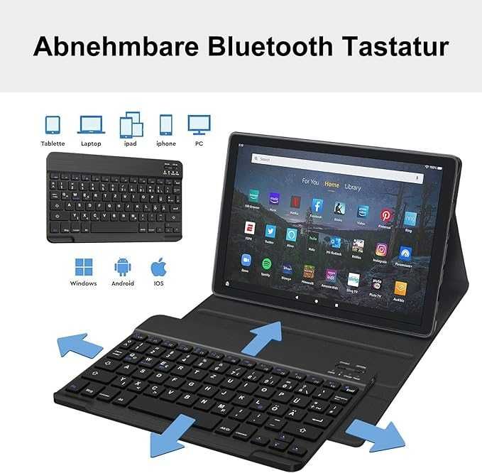 JADEMALL etui z klawiaturą do tabletu HD 0/HD10 Plus  QWERTZ niemiecki