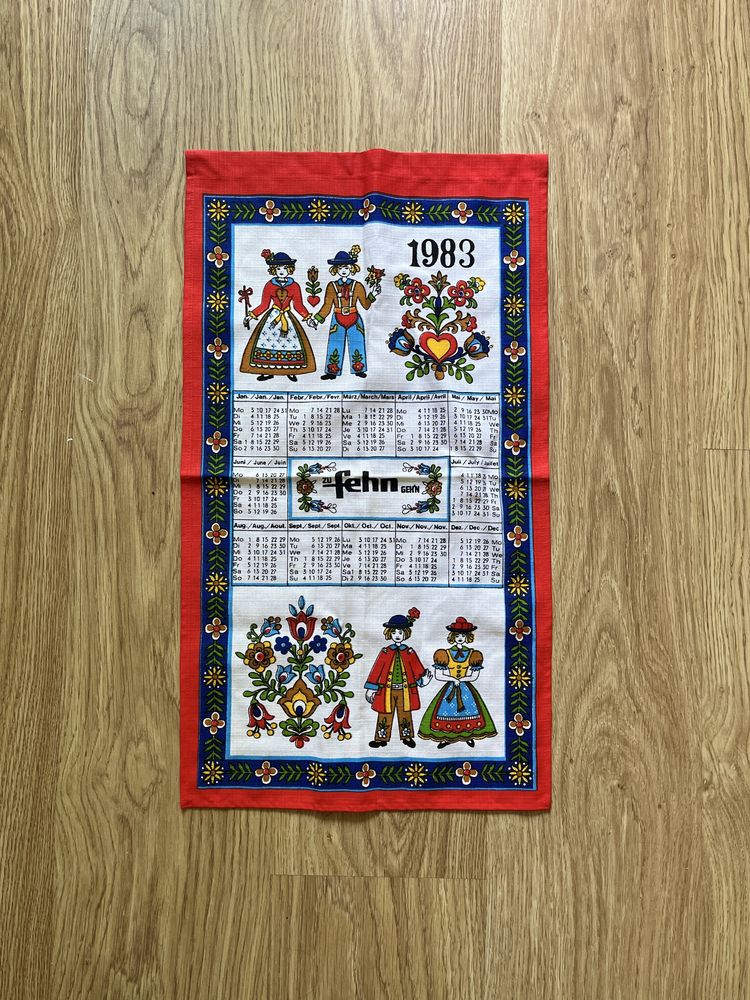 Vintage kalendarz kolekcjonerski 1983 ścierka ściereczka retro