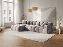 Sofa narożna 4-os. Tropea Welur beż lewa 282x155x70cm Milo Casa