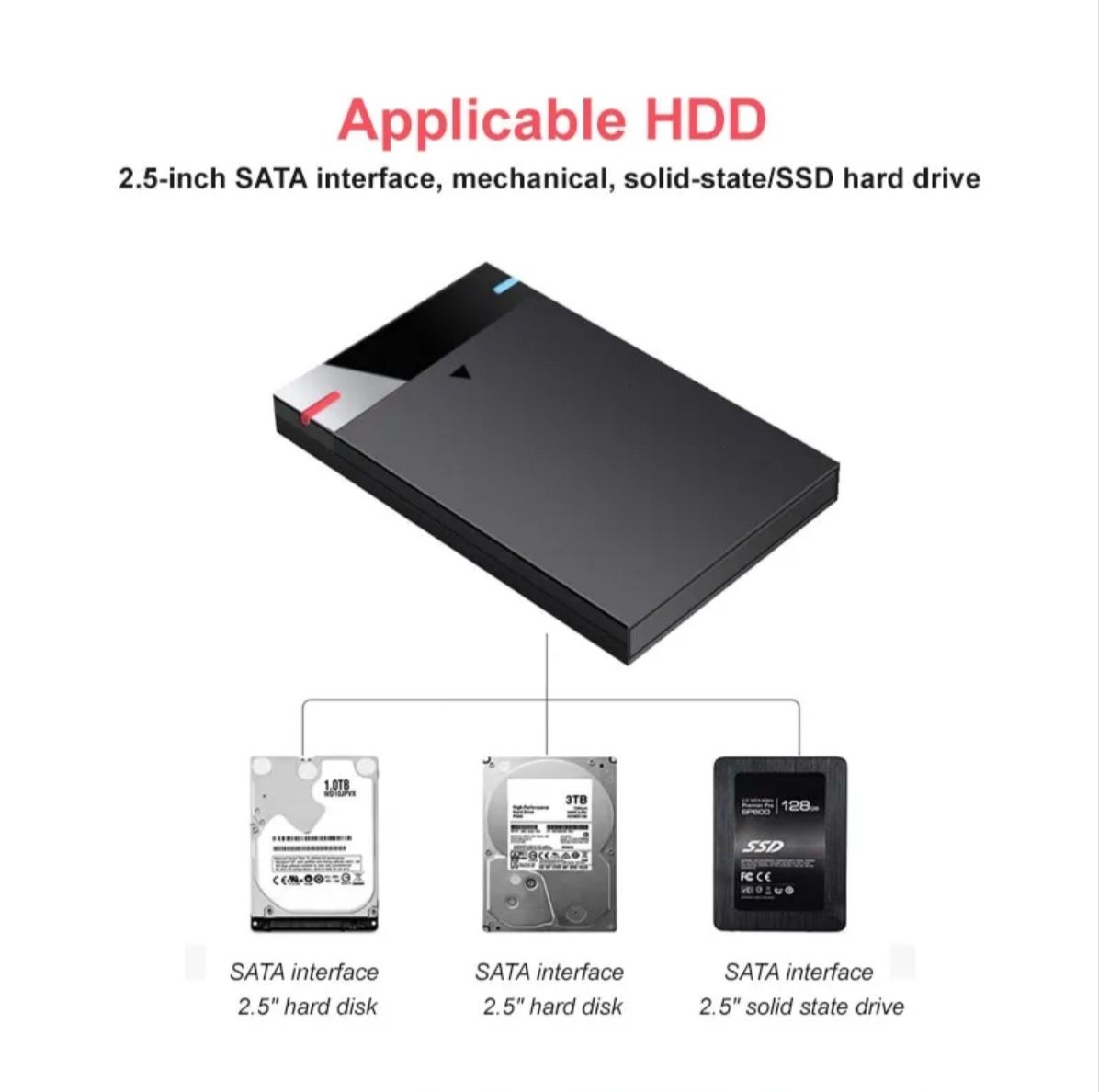 Корпус на внешний жёсткий диск HDD чехол 2,5 дюйма микро B USB 3,0 Typ