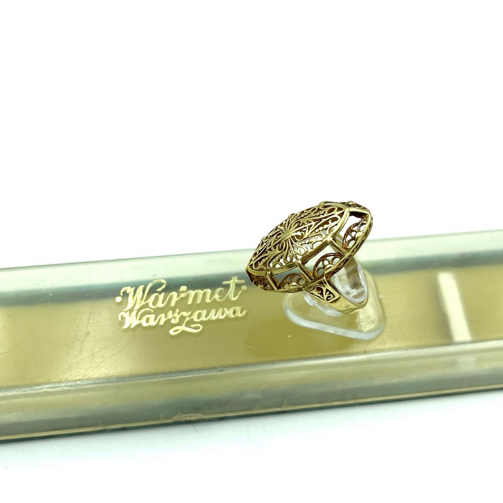 Złoty pierścionek Warmet Ażurowy Pestka pająk B623 próba 750/18kt