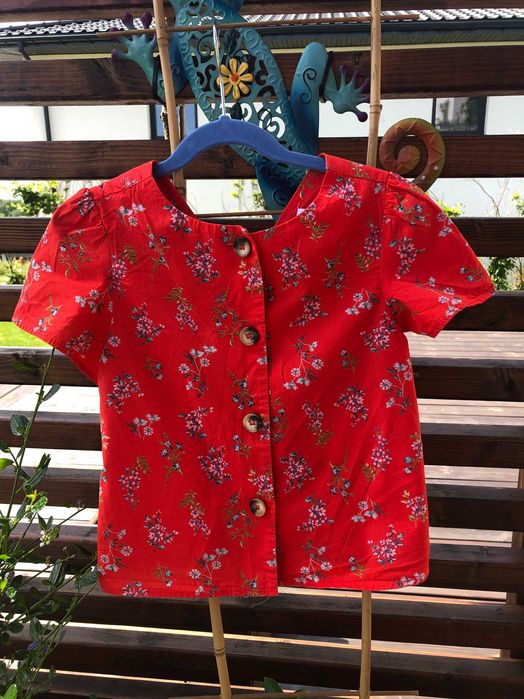 ZARA KIDS - czerwona letnia bluzeczka.