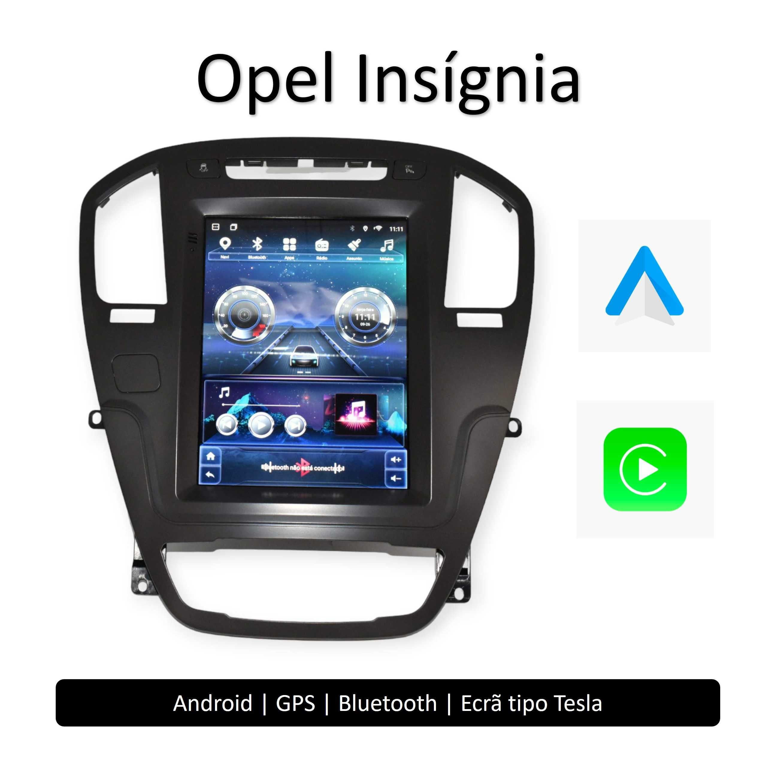 Opel Insignia de 2009 a 2013 Rádio Android Carplay Ecrã Estilo Tesla