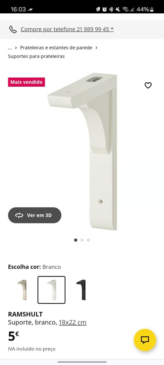 Prateleira Ikea Bergshult mais suporte Ramshult
