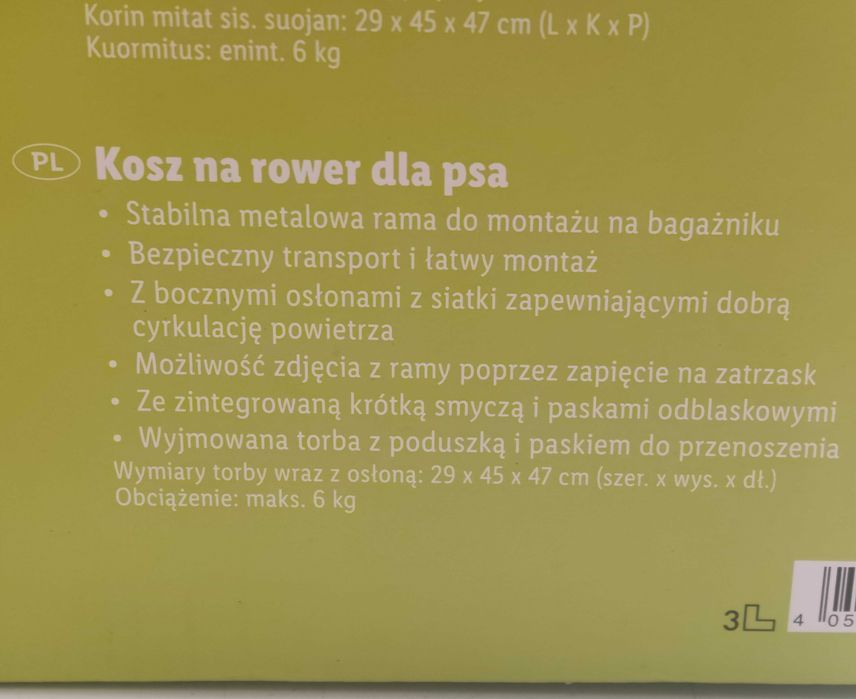 ZOOFARI Kosz na rower transporter dla psa kota