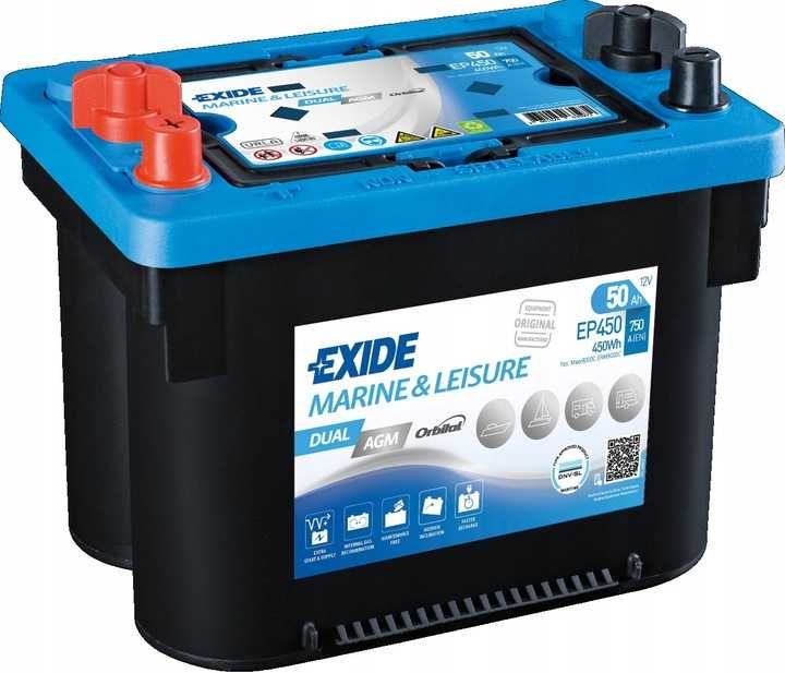 Akumulator DUAL AGM 50Ah 750A Exide EP450 marine leisure