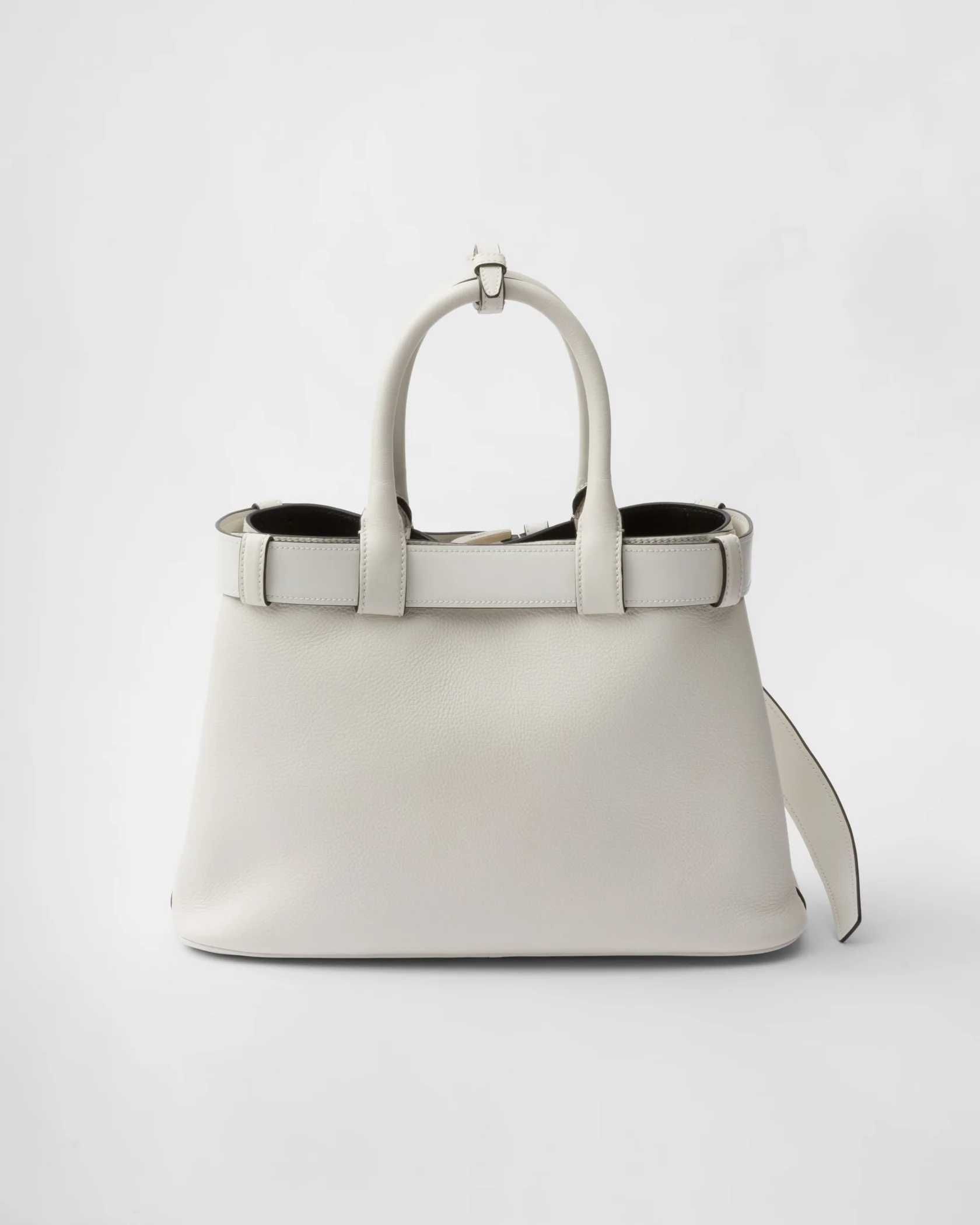 Сумка Prada Buckle Small Leather Handbag with Belt White