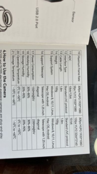 Câmera para telescópio planetária SV205 NOVA!