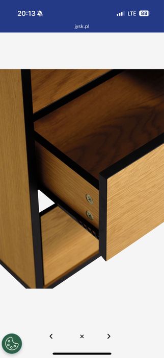 NOWY Stolik nocny ODENSE 2 szuflady kolor dębu/czarny