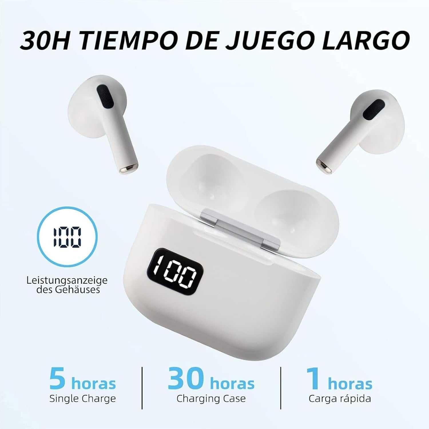 SELADOS! Auriculares bluetooth 5,2, IPX7, carregamento rápido 1H = 30H