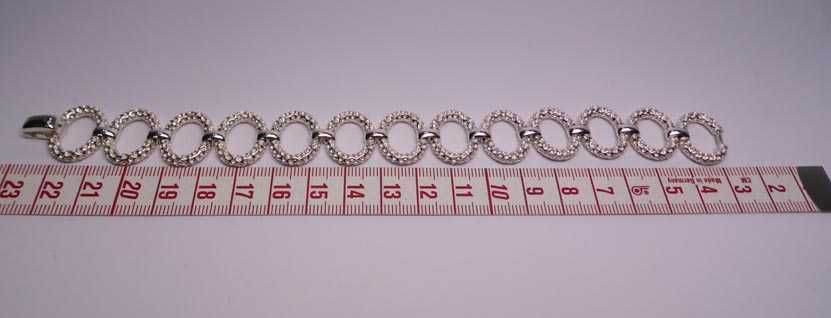 Srebrna bransoletka ozdobne owalne ogniwa 19,5 cm. 1,86 cm.