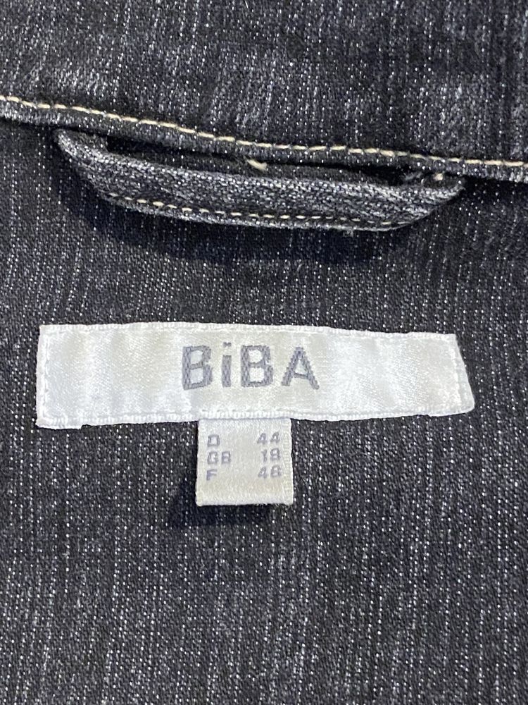 Biba rozm 44 XXL damska kurtka jeansowa dżinsowa czarna hafty Vintage