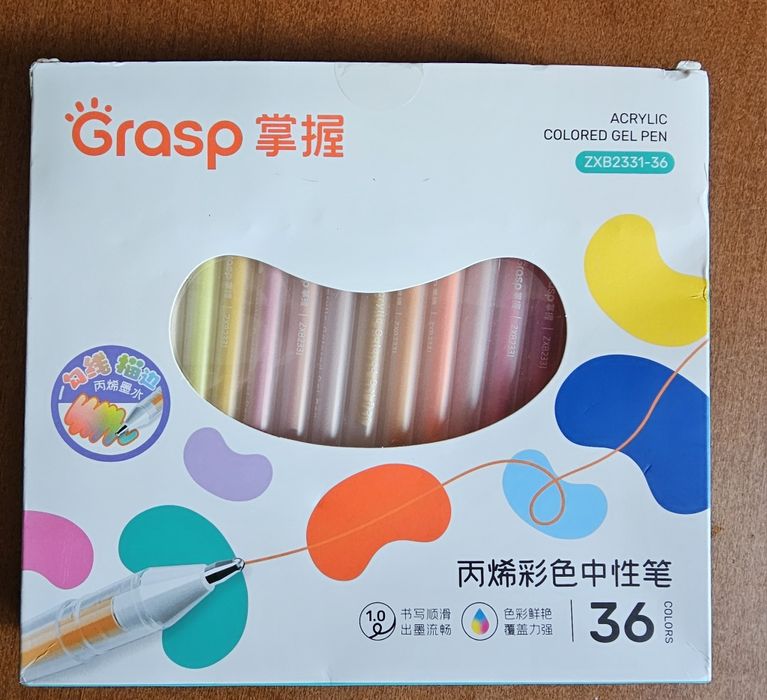 Długopisy akrylowe gel pen Grasp 36 szt nowe