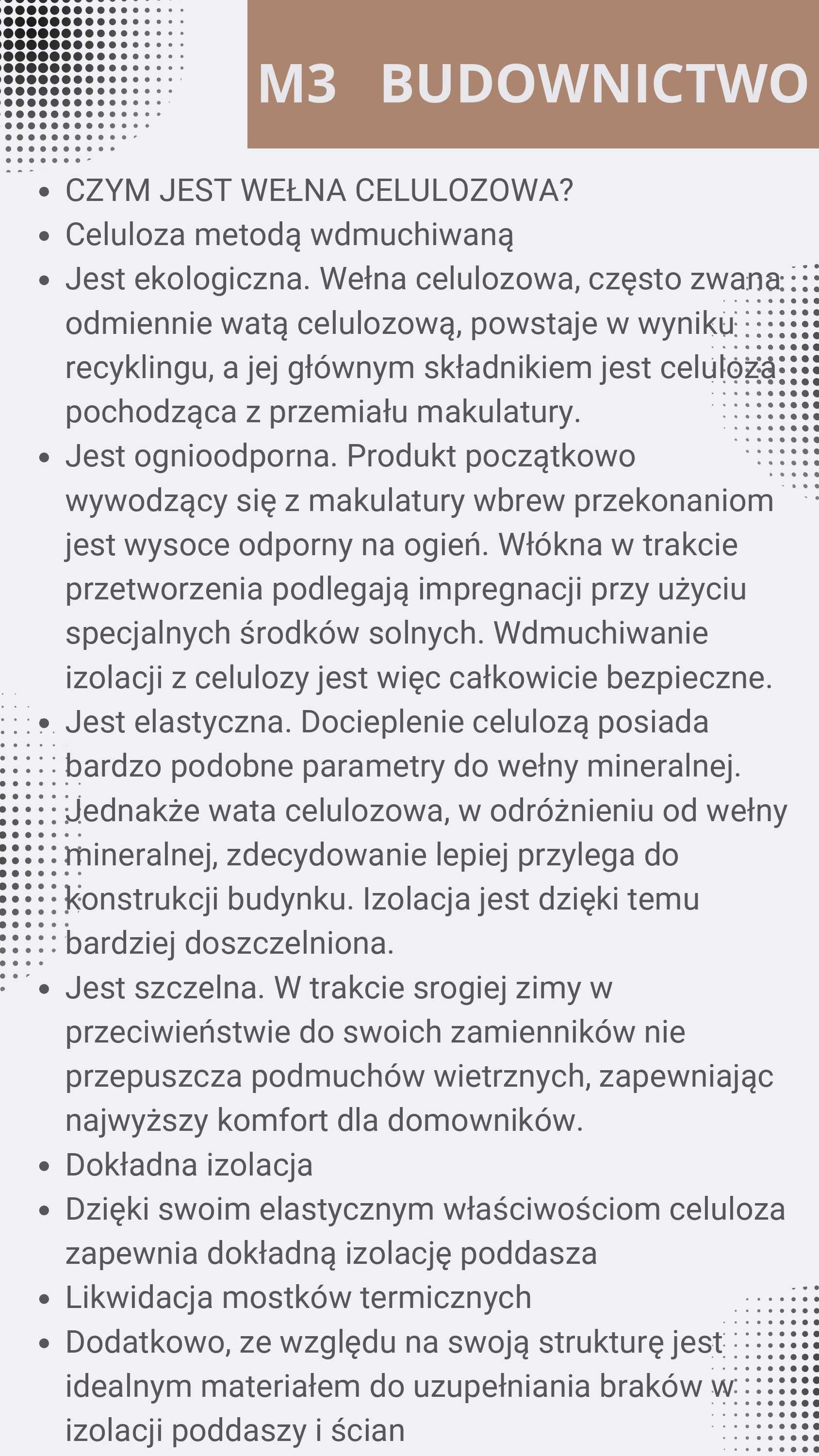 CELULOZA do ociepleń izolacja ocieplenie dachu stropu
