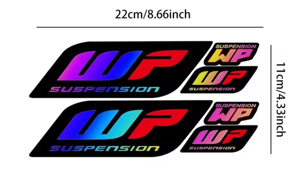 Наклейки на вилку мотоцикла WP (White Power) 22×11 см