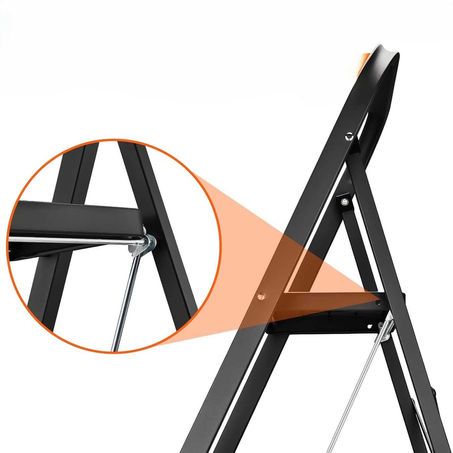 HBTower Drabina Składana 3-stopniowa, 150 kg, czarna