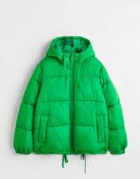 Брендовая зелёная женская куртка пуффер р. XL