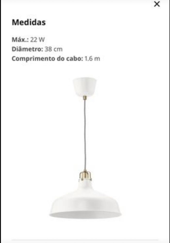 Candeeiro de teto RANARP (Ikea)