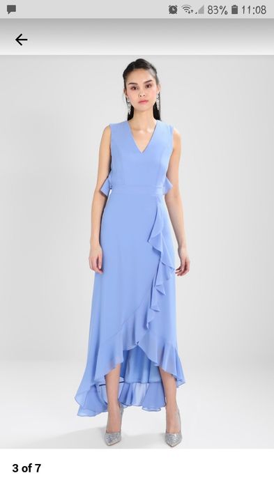 Długa suknia maxi z falbanami XL 42 błękitna