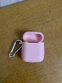 Чохол для навушників airpods рожевий з карабіном