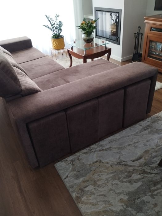 Sofá Chaise lounge 4 puffs