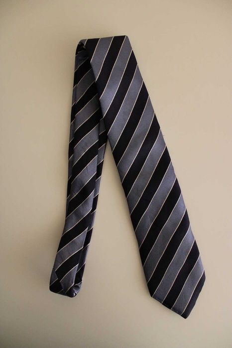 Gravata Azul às Riscas - Decenio - 100% Seda