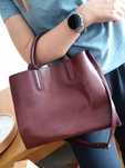 Torebka shopper do ręki na ramię skóra ekologiczna burgundowa