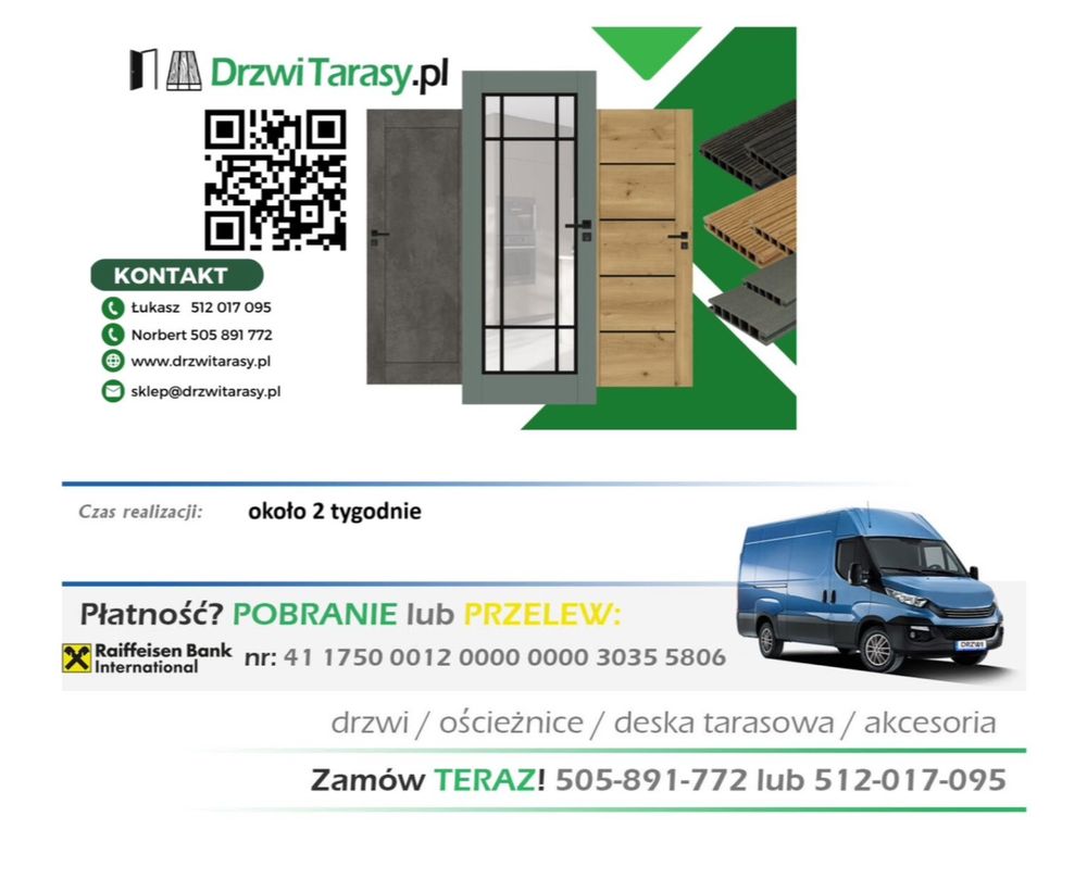 Drzwi bezprzylgowe pełne DEFENDOOR LIZBONA BIAŁE i CZARNE - od ręki !!