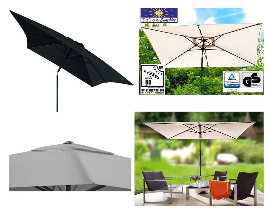 Parasol ogrodowy XXL 2x3m ochrona UV 60 prostokąt terrakota beż DEMO