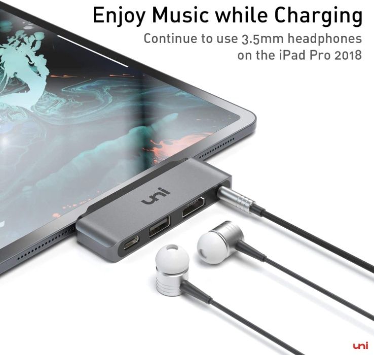 Хаб Uni Aluminum USB-C Mobile Pro Hub для iPad Pro (Silver)