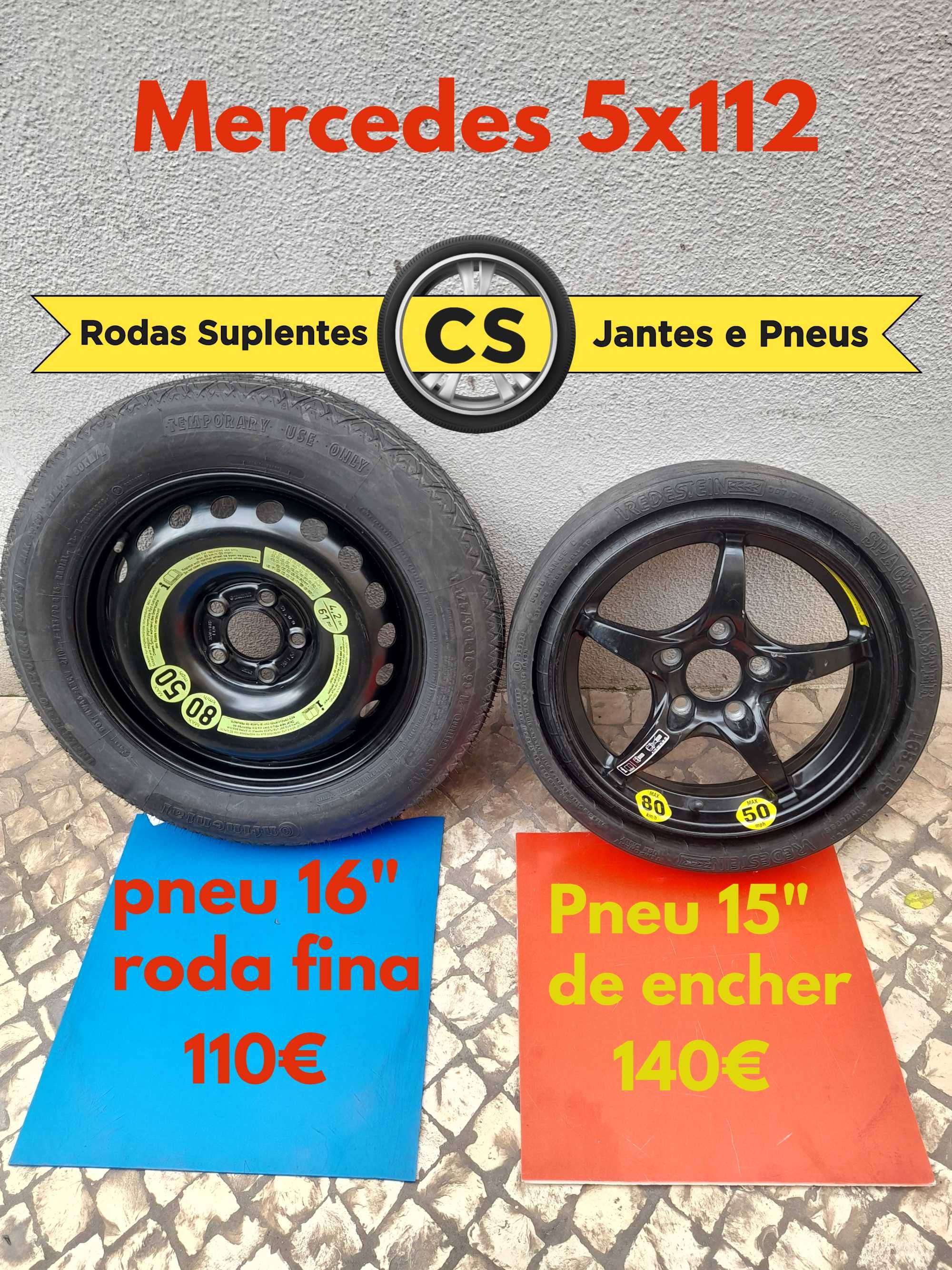 Rodas Suplentes Pneus emergência Kit, Mercedes VW Audi BMW Toyota etc