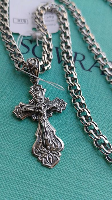 7 мм срібний чоловічий ланцюг 50 55 60 65 см 27 грам бісмарк козацький