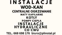 Instalacje wod-kan, centralne ogrzewanie, maty kapilarne, kotły