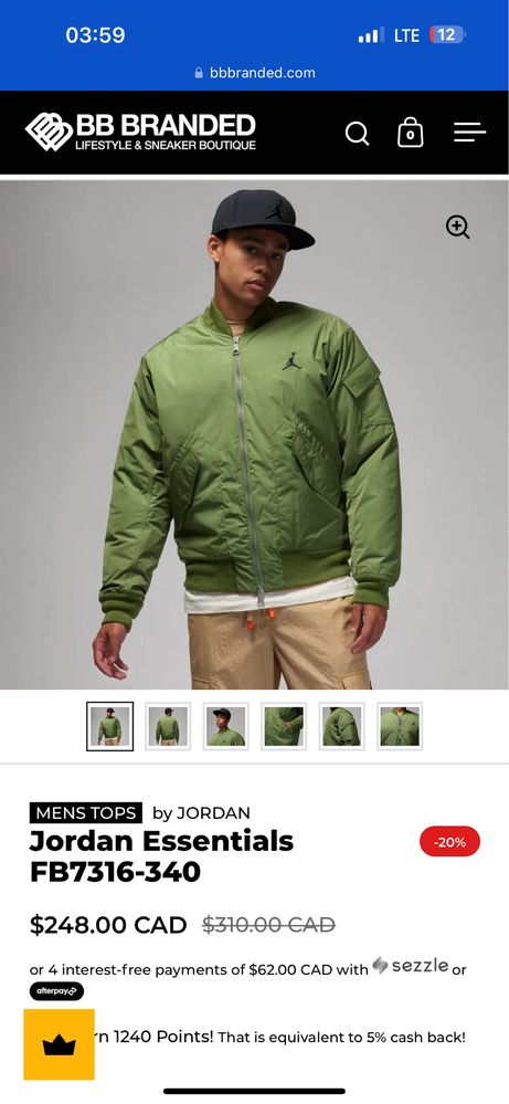Куртка бомбер AIR JORDAN Essentials green FB7316-340 M L (Оригинал )