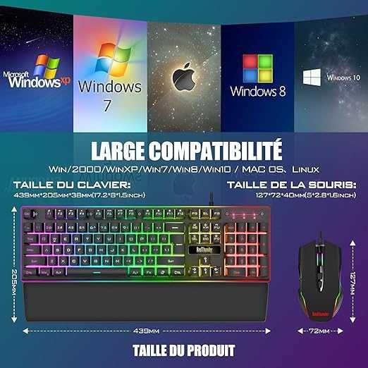 Przewodowa Klawiatura + Mysz Redthunder K10 Gaming AZERTY