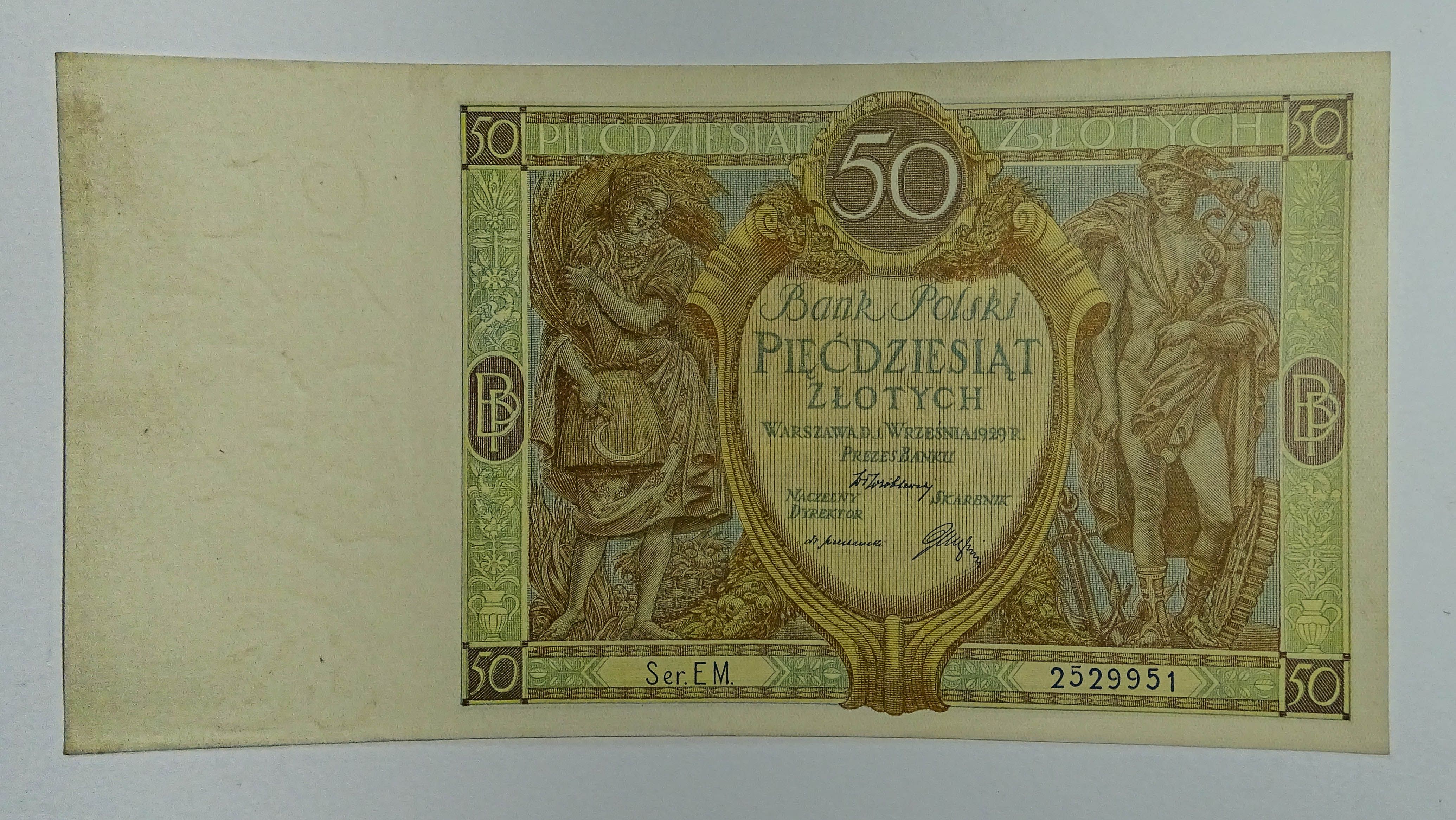 banknoty  50 złotych 1929r. stan idealny nigdy nie były w obiegu