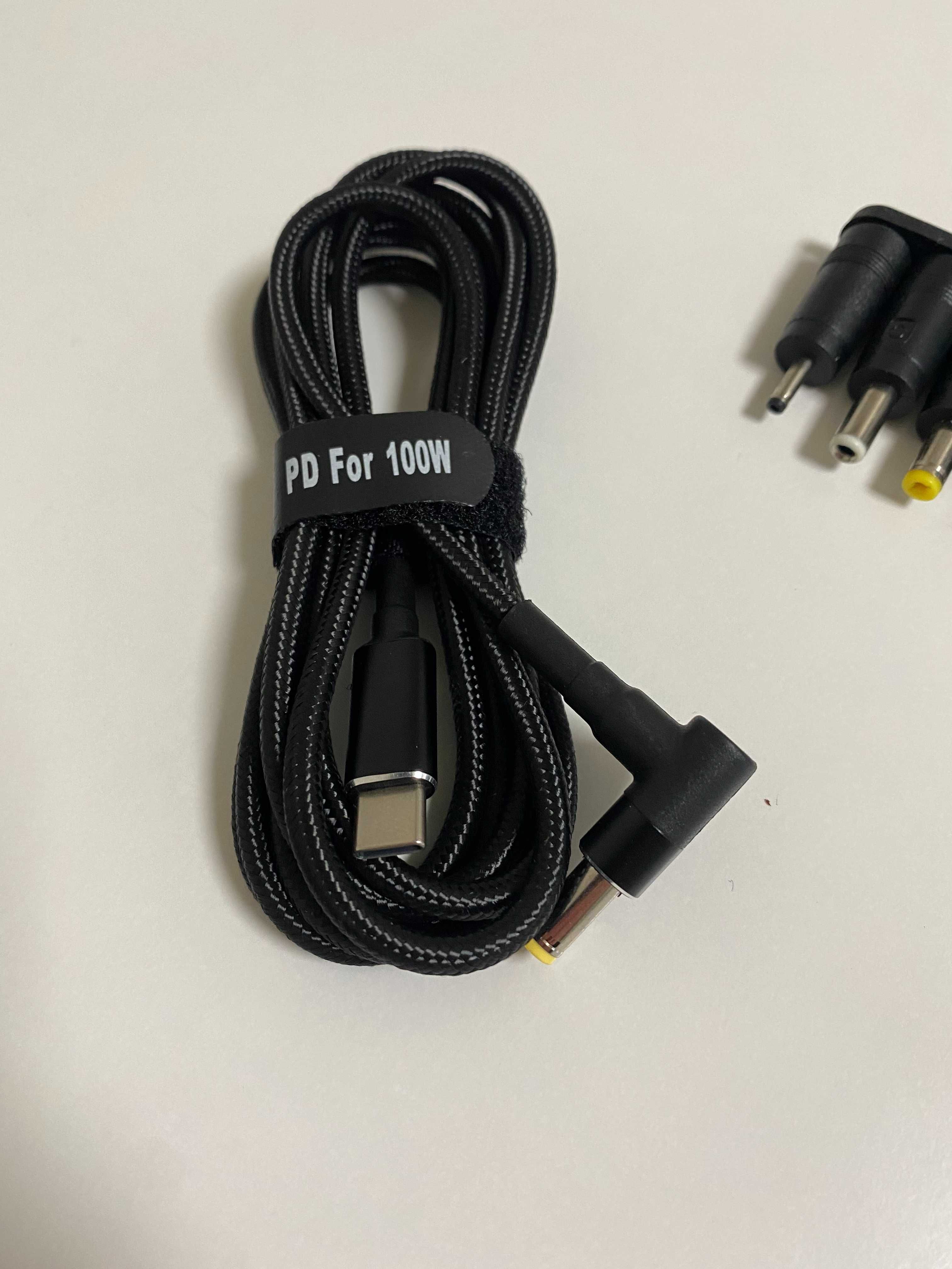 Кабель живлення для техніки 100W Type-C to DC 5.5х2.5 з перехідниками