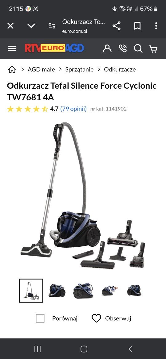 Odkurzacz Tefal Silence Force Cyclonic