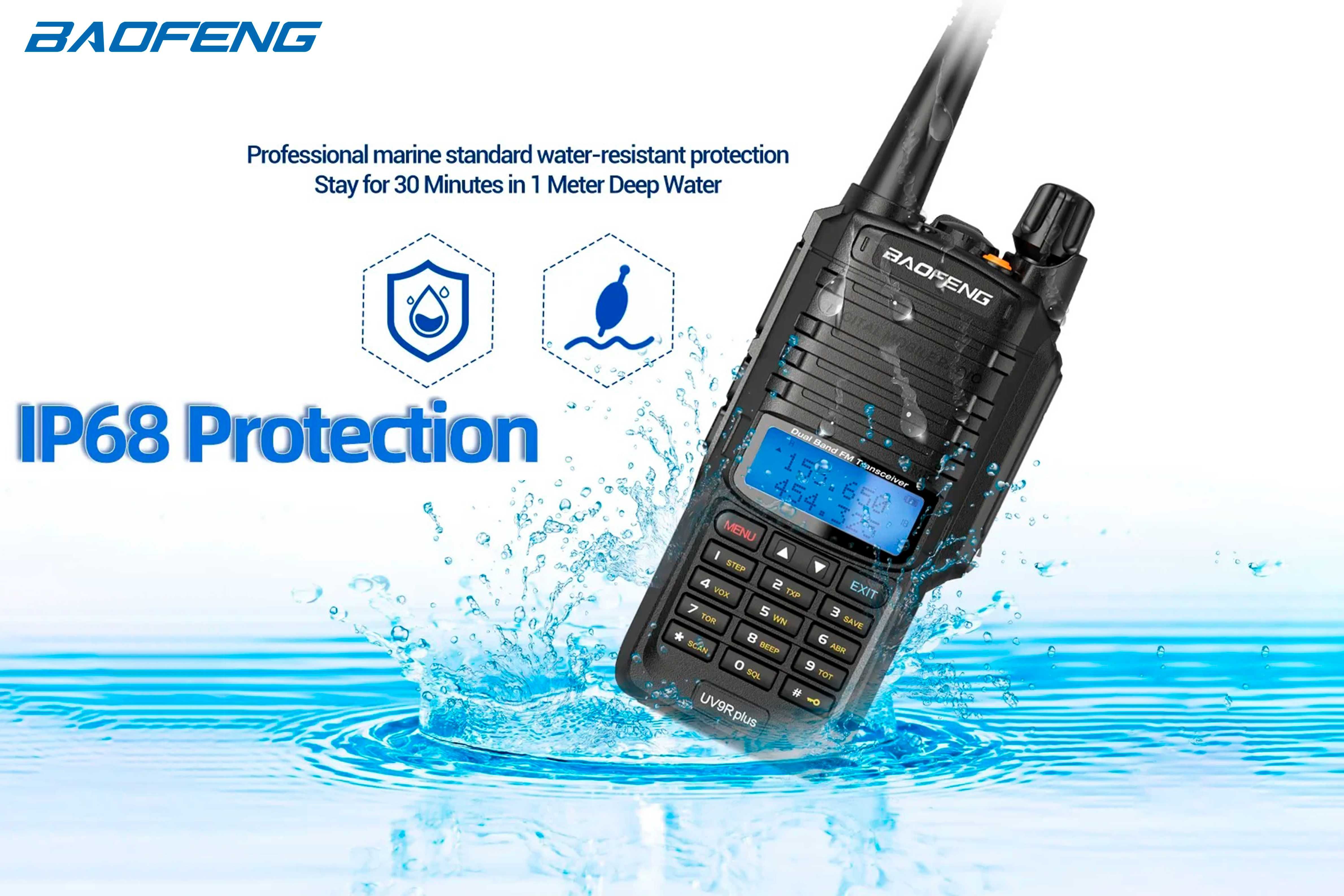 Rádio Baofeng UV-9R Plus VHF UHF Waterproof IP67