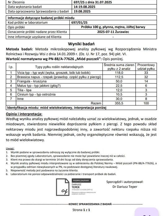 Miód wielokwiatowy w słoikach 1kg, hurt