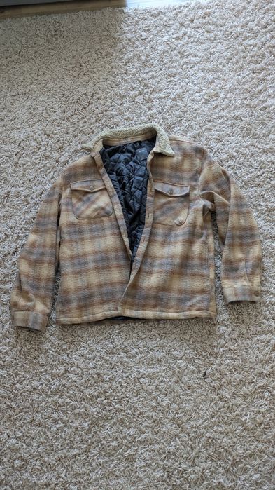 Курта картата з хутряним коміром на весну-осінь XXL