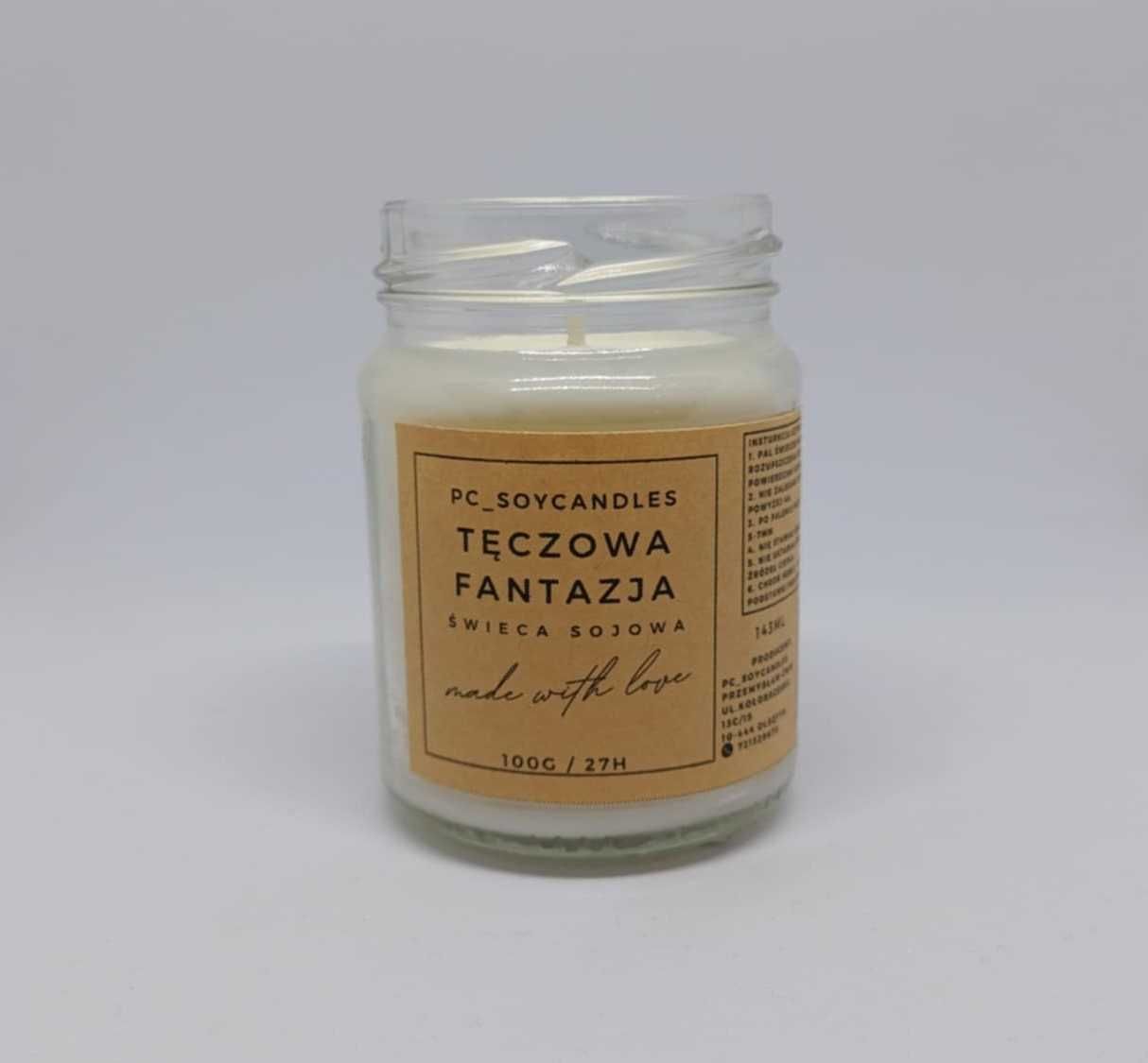 Świeca Sojowa Zapachowa Tęczowa Fantazja 143ml 27h