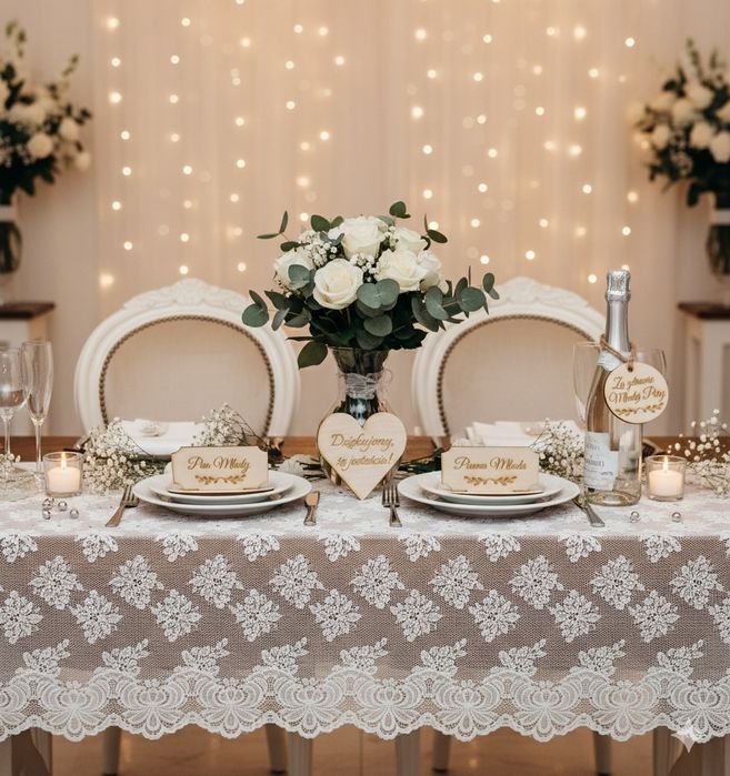 Drewniane Dekoracje Ślubne Grawerowane - Winietki i Podziękowania