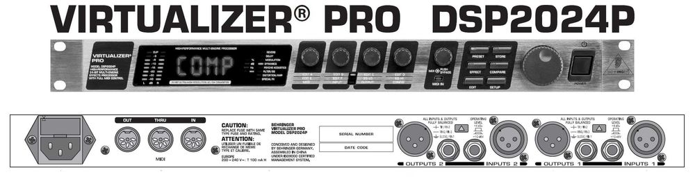 Processador efeitos Behringer DSP2024P Virtualizer Pro estereo 24-bits