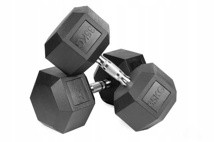 Hantle żeliwne HEX ogumowane 2,5kg - 40kg + stojaki do hantli SZ